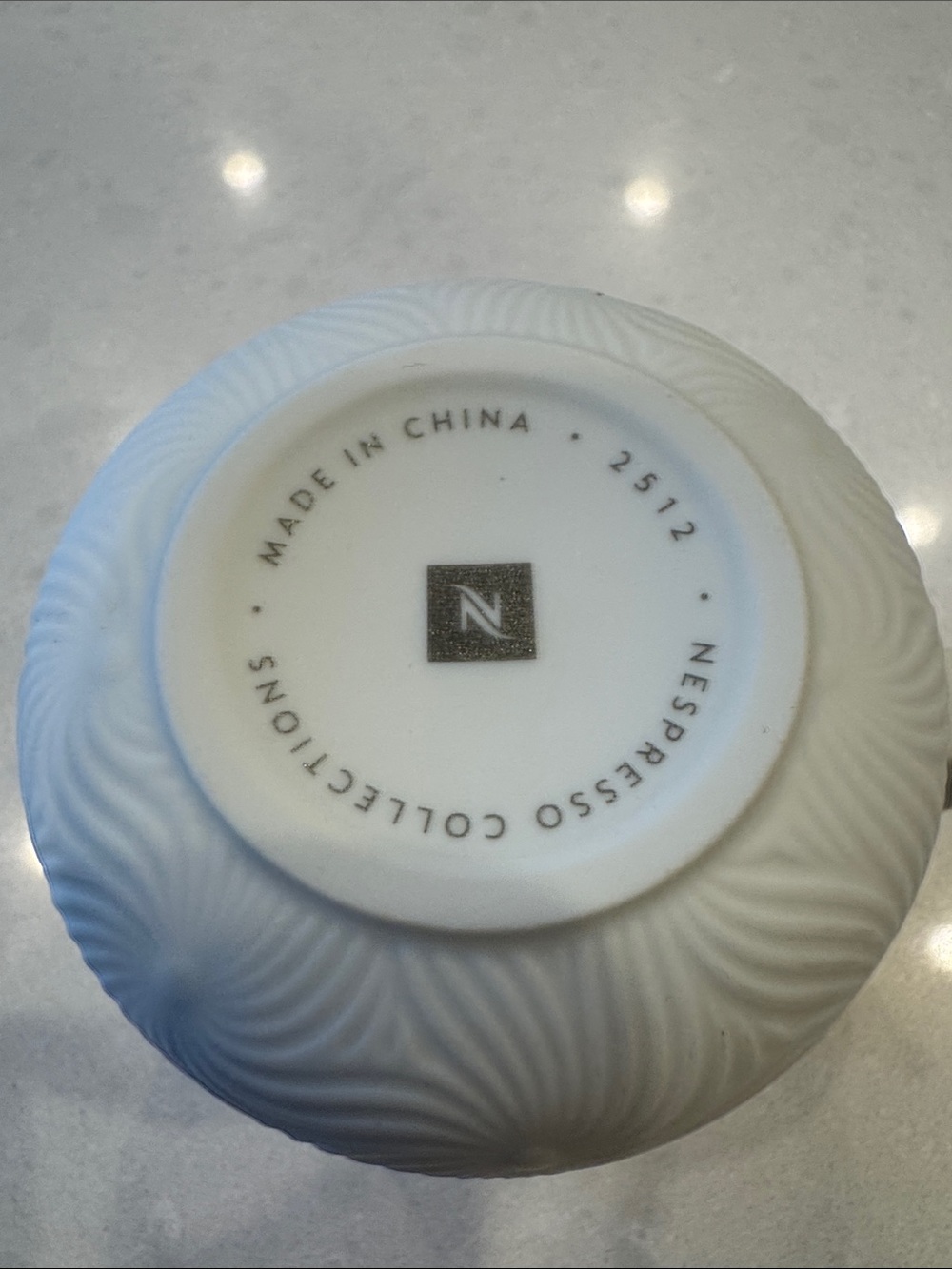 Nespresso collections white vertuo White Textured Ceramic Vase - Swirl Pattern